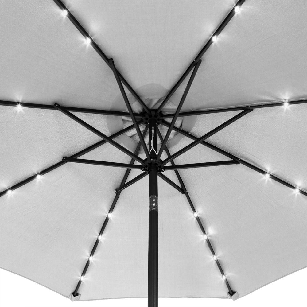LED parasoll Miami aluminium Ø270cm - lys grå