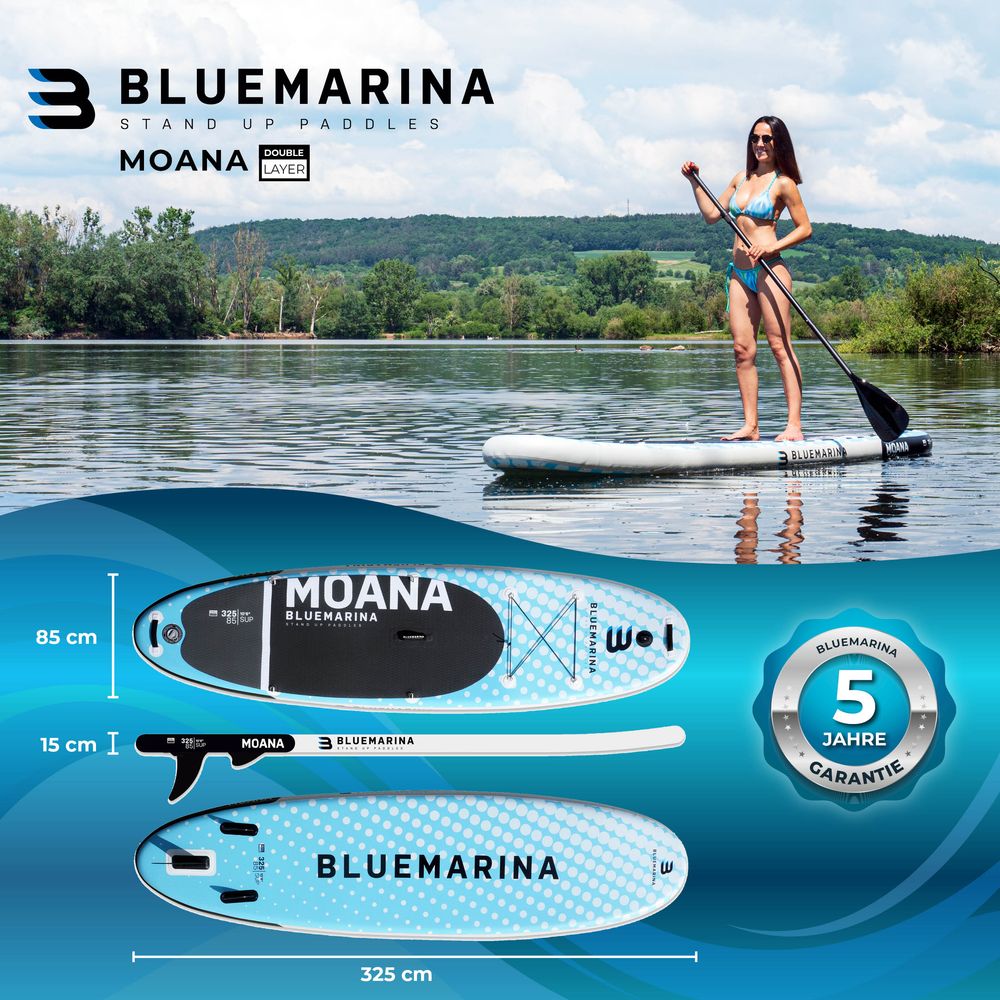 Bluemarina SUP Board Moana, oppblåsbar stand up padle 305x76x15 