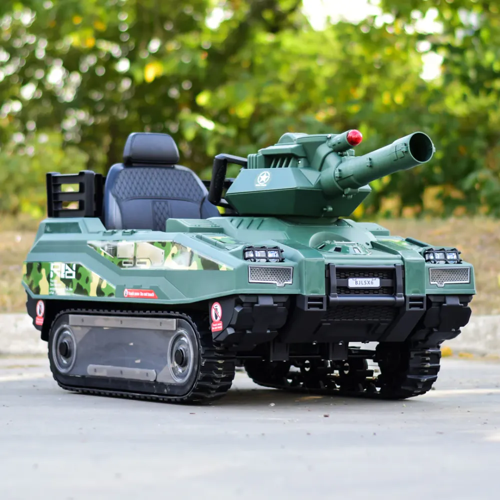 Elektrisk tank for barn 12 V med fjernkontroll og kanontårn