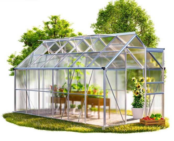 Hovedbilde Drivhus aluminium 380x190 cm 7,22m2 med 4 vinduer