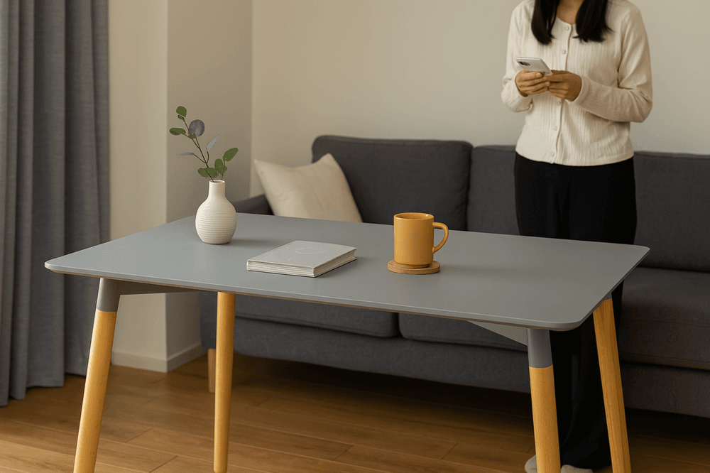 Rektangulært bord med treben - 120x80 cm