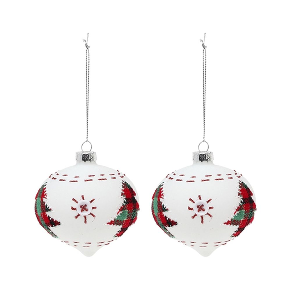 Julekuler 8cm hvit (2stk)