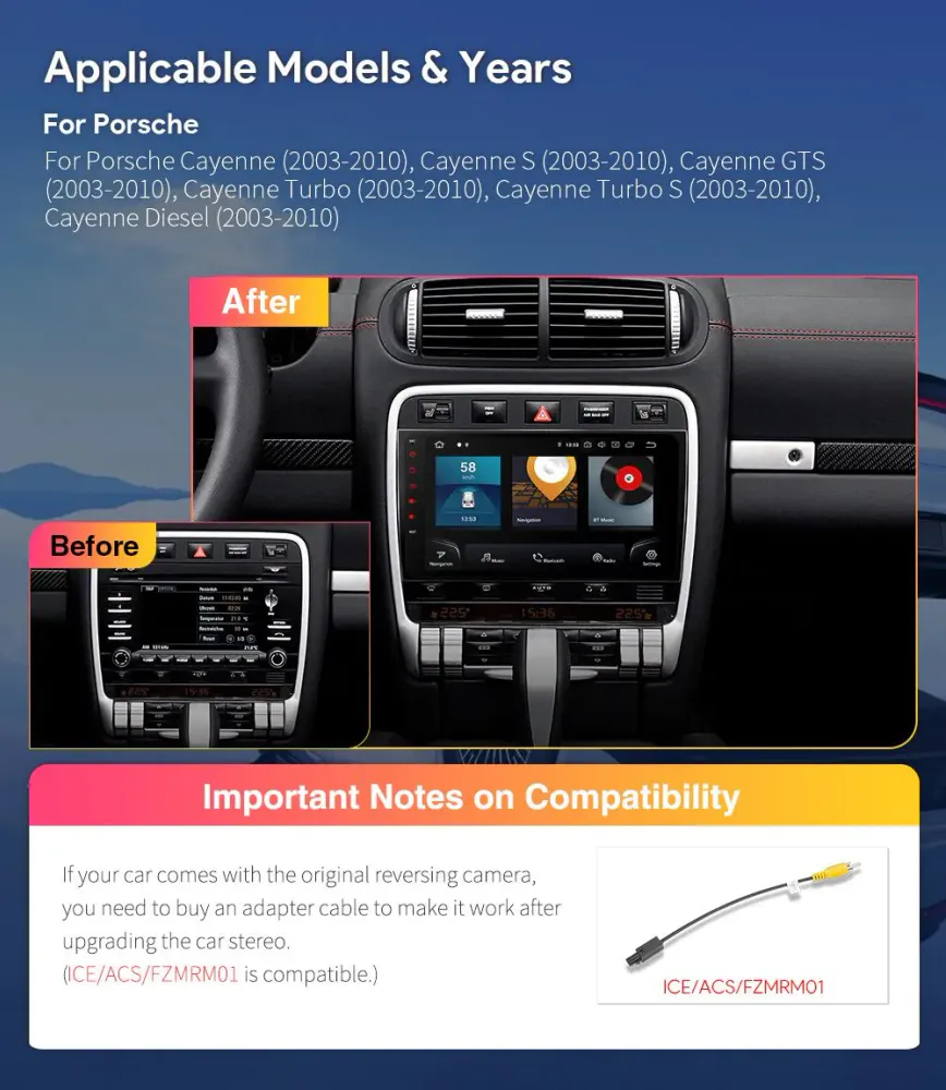 Android 13 bilradio for Porsche Cayenne – Qualcomm 665