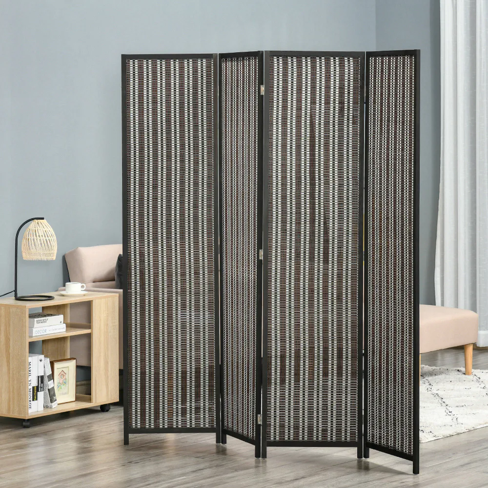 Sammenleggbar romdeler i bambus og furu – 180 cm