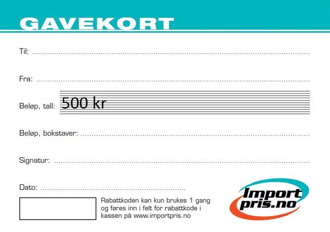 Hovedbilde Gavekort 500 kr