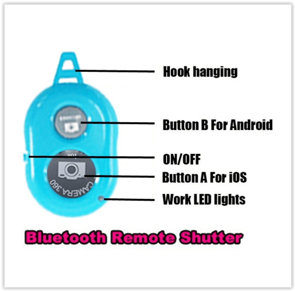 Bluetooth bildefjernkontroll til  iPhone, Android og Selfie stat