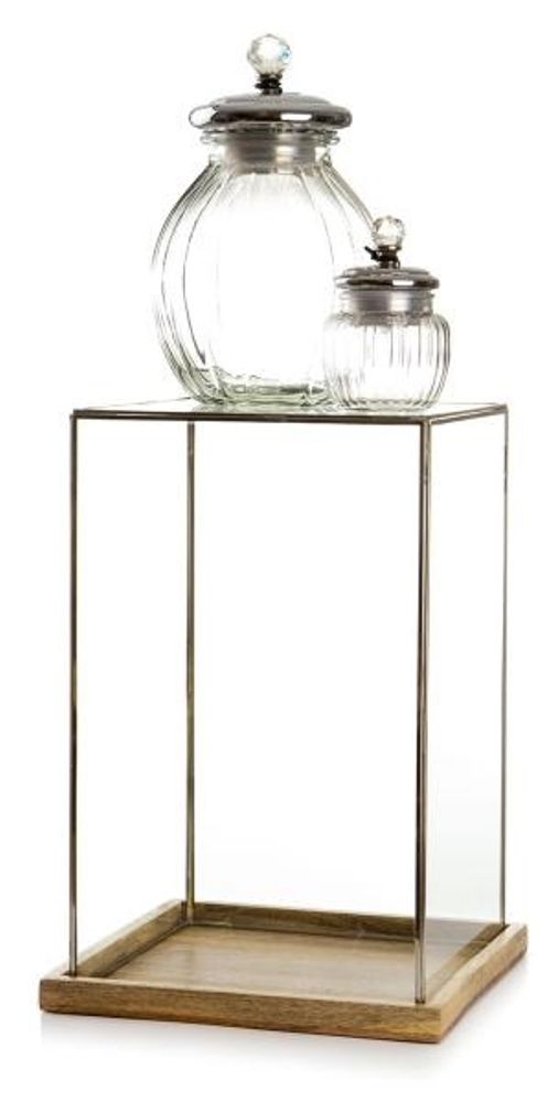 DEMO - Madame lykt i glass med mangotrefot - H:51 cm