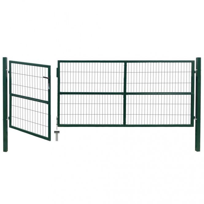 Hovedbilde Hageport med stolper 350x120 cm stål grønn