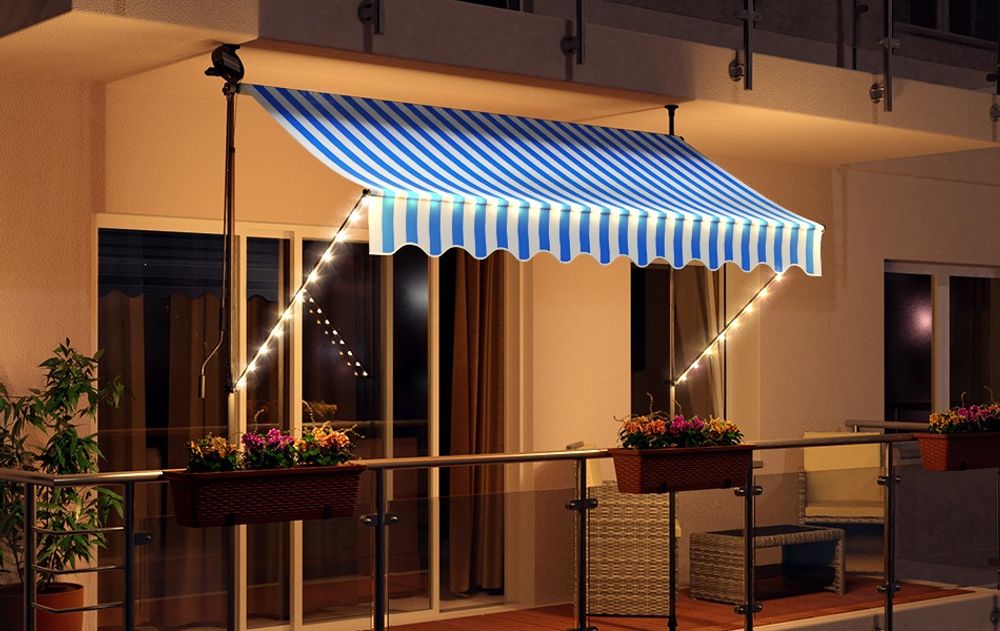 Smart LED teleskop/balkong markise Blå