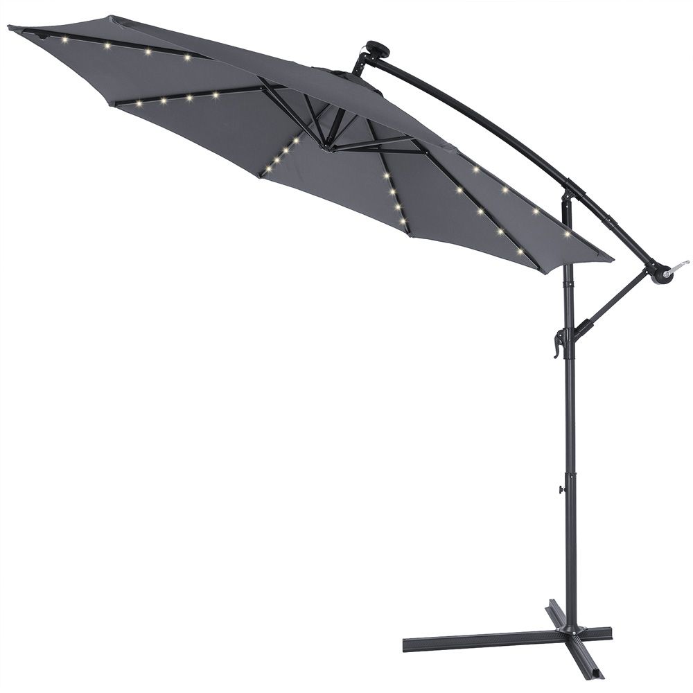 Mali parasoll 330 cm aluminium LED-belysning - antrasitt