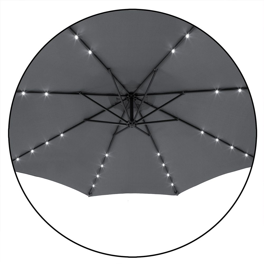 Mali parasoll 330 cm aluminium LED-belysning - antrasitt
