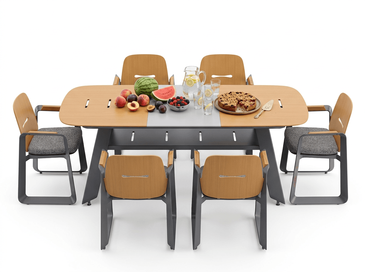 Hagemøbelsett THOMPSON - uttrekkbart bord aluminium