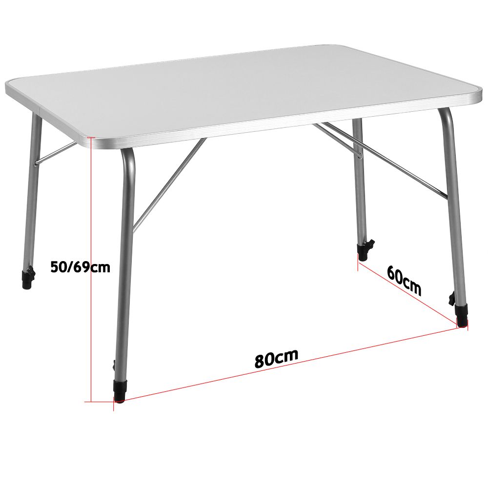 Campingbord aluminium 80x60x50 / 69cm - sammenleggbart