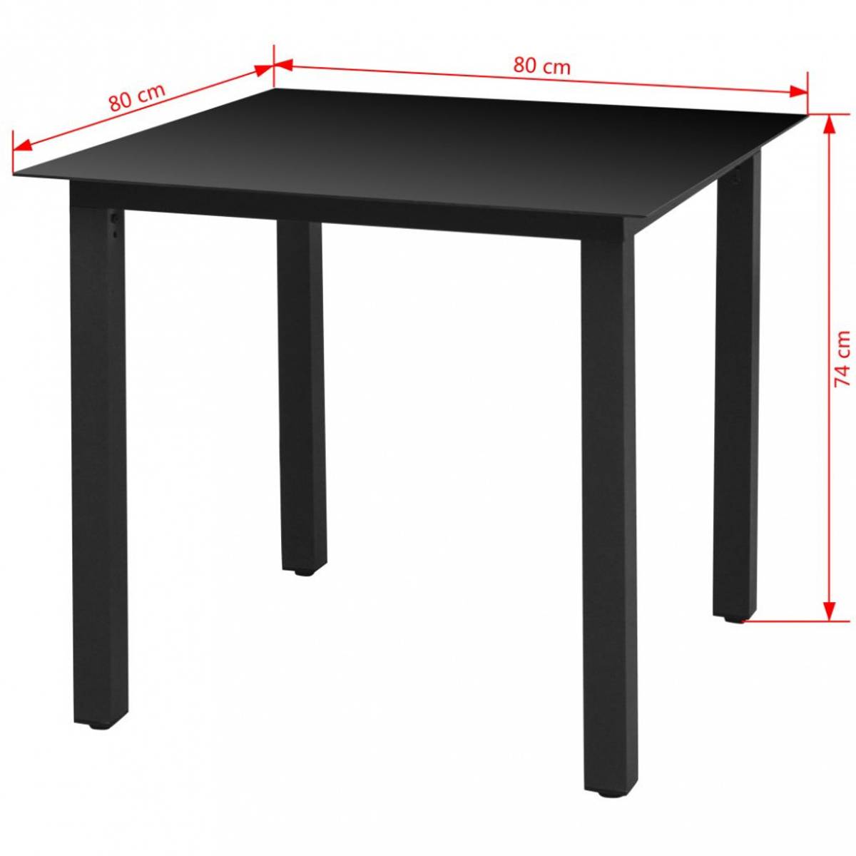 Hagespisebord i glass og aluminium - sort