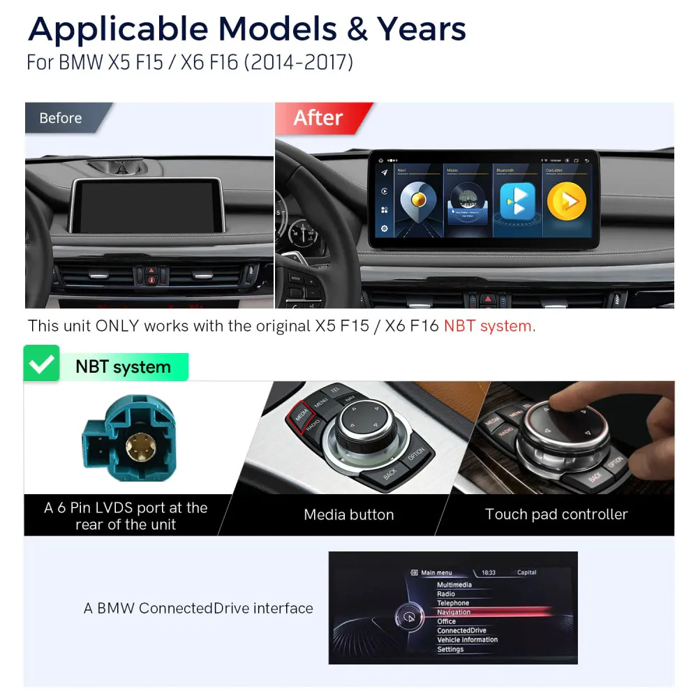 BMW X5 F15/X6 F16 NBT Android 13 DAB+ 12,3