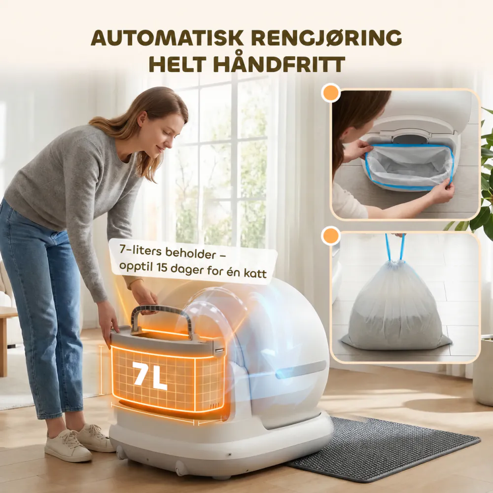 Selvrensende kattedo 72 L med kamera og appstyring