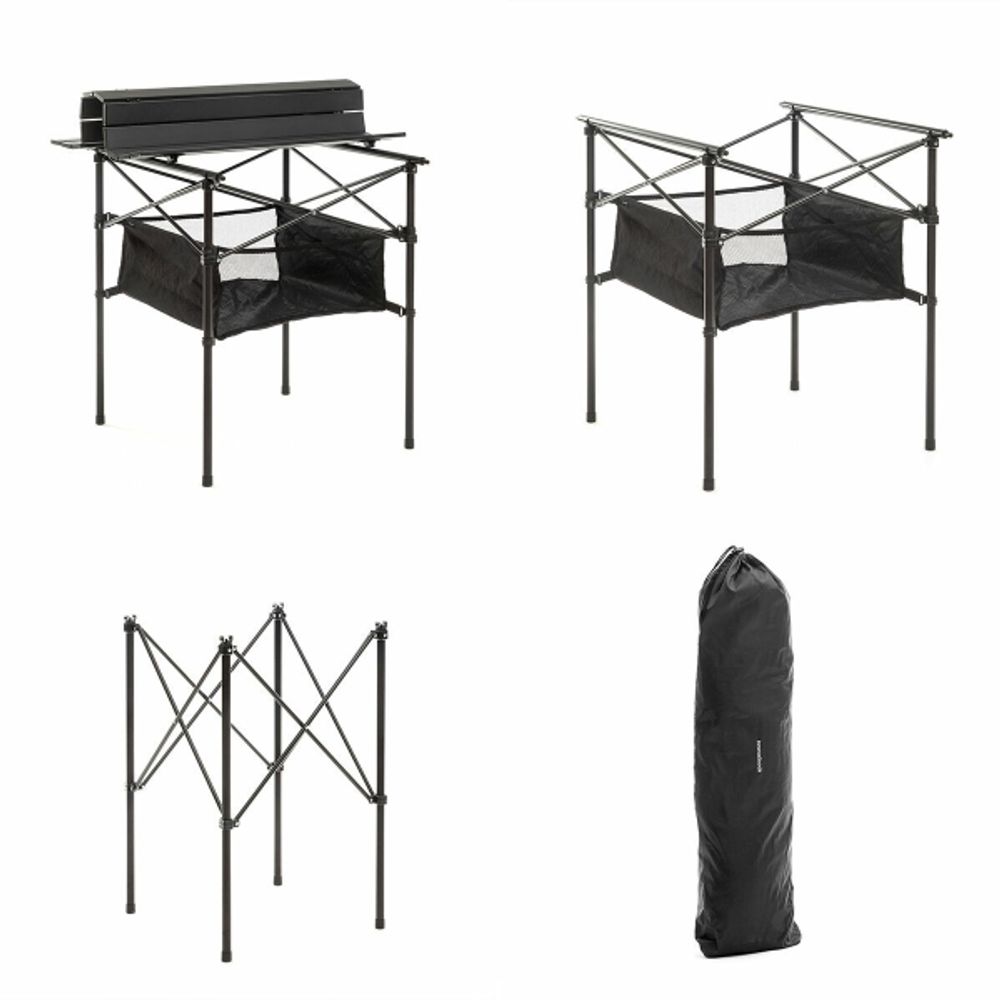 Campingbord sammenleggbart med kurv
