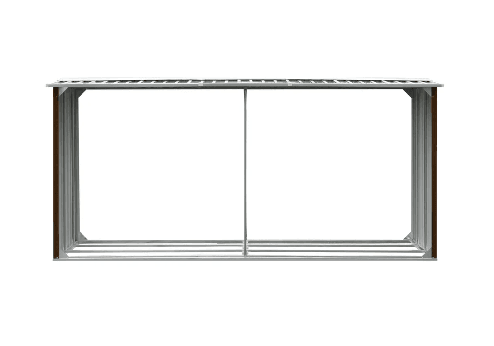 Vedskjul galvanisert stål 330x92x153 cm brun