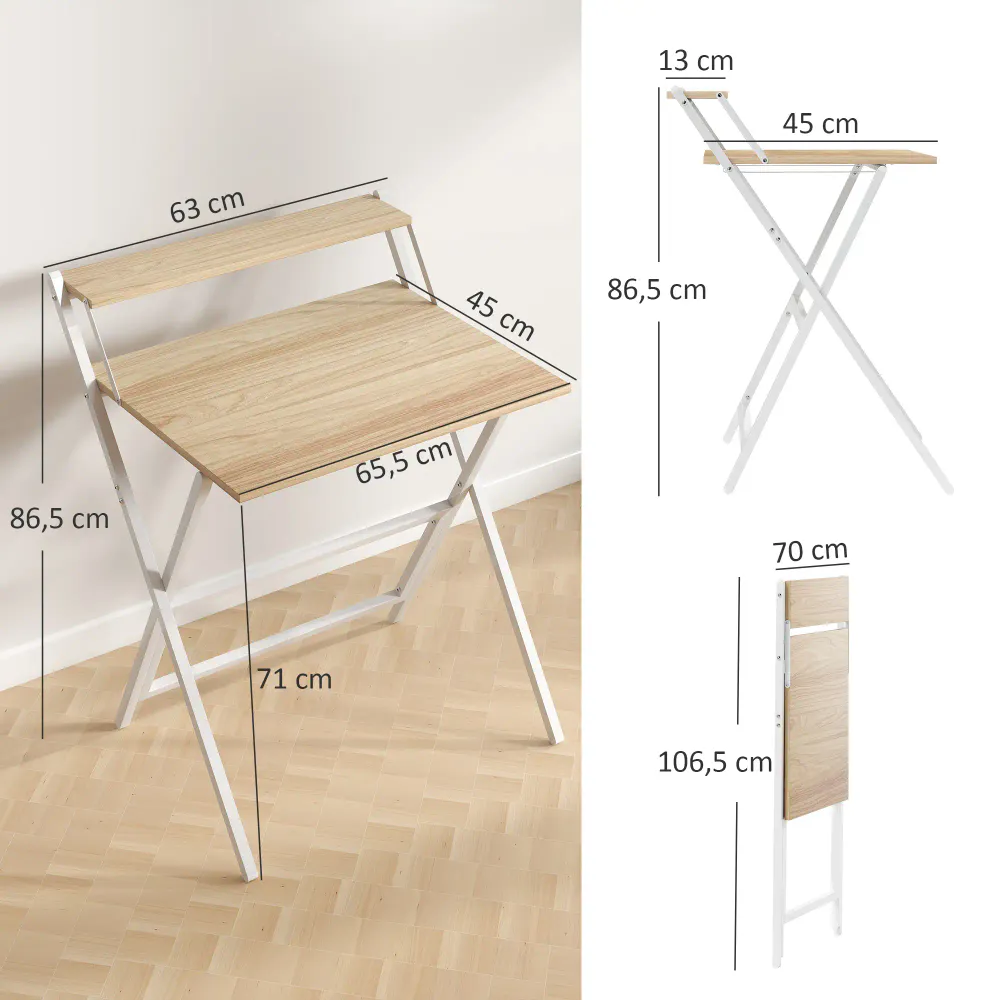 Sammenleggbart skrivebord / PC-bord med skjermhylle