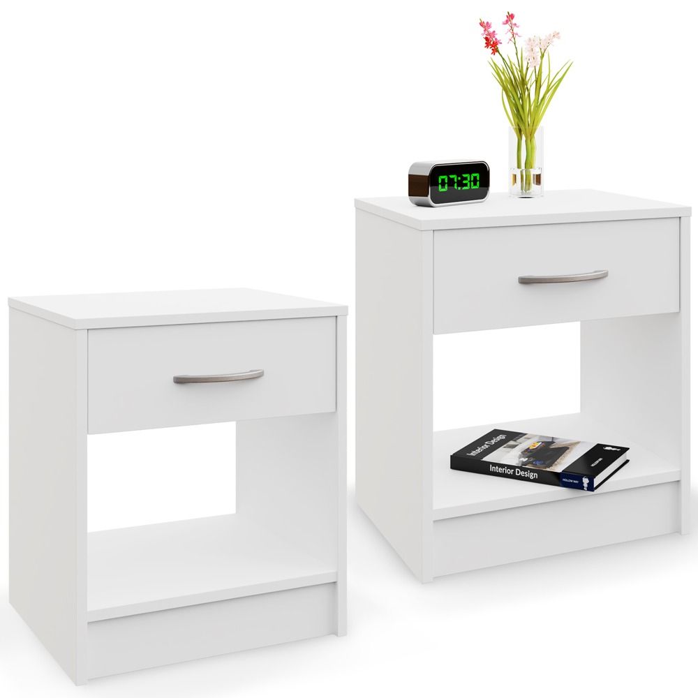 Nattbord Hvit - 50 x 40 x 35 cm - 2 stk