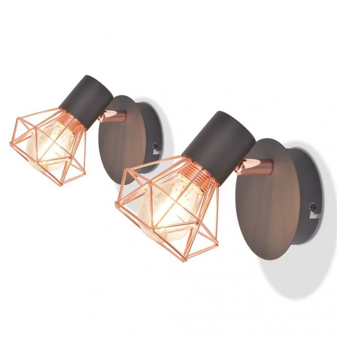 Hovedbilde Vegglamper 2 stk med LED-filamentpærer - 8 W