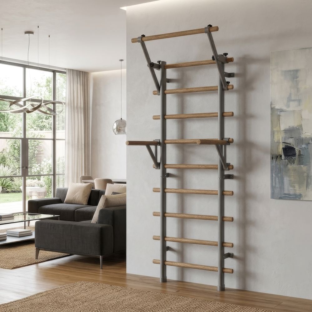 Ribbevegg 199 × 80 cm med Pull-Up Bar og Dipsstativ inSPORTline Wootaline