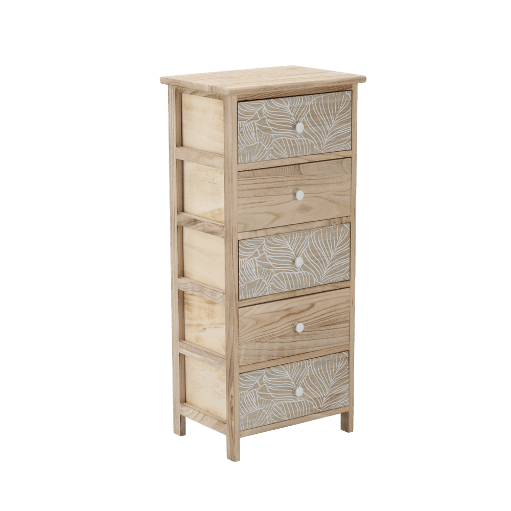 Kommode med 5 skuffer 40 x 29 x 90 cm – Linnea