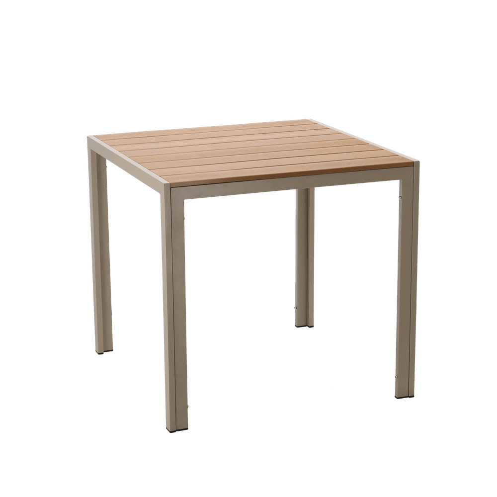 Hagebord i aluminium - 80x80x73 - beige tre-look