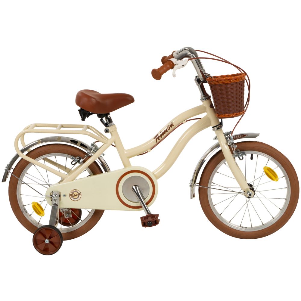 Barnesykkel 16” Vintage rosa med kurv og bagasjebrett