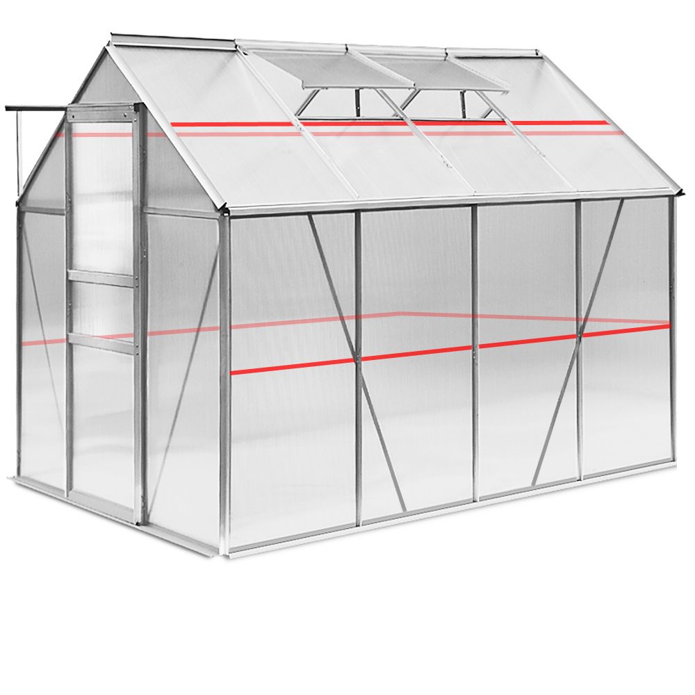 Drivhus 4,75m2 - 2 vinduer - 250x190cm