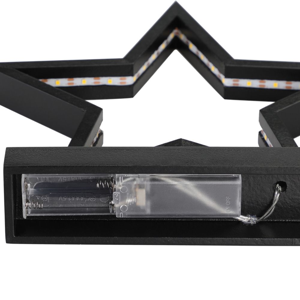 LED lys stjerne - sort 25x26cm