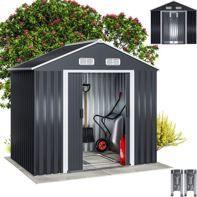 Hovedbilde Metall redskapsbod 196x132 cm - antrasitt