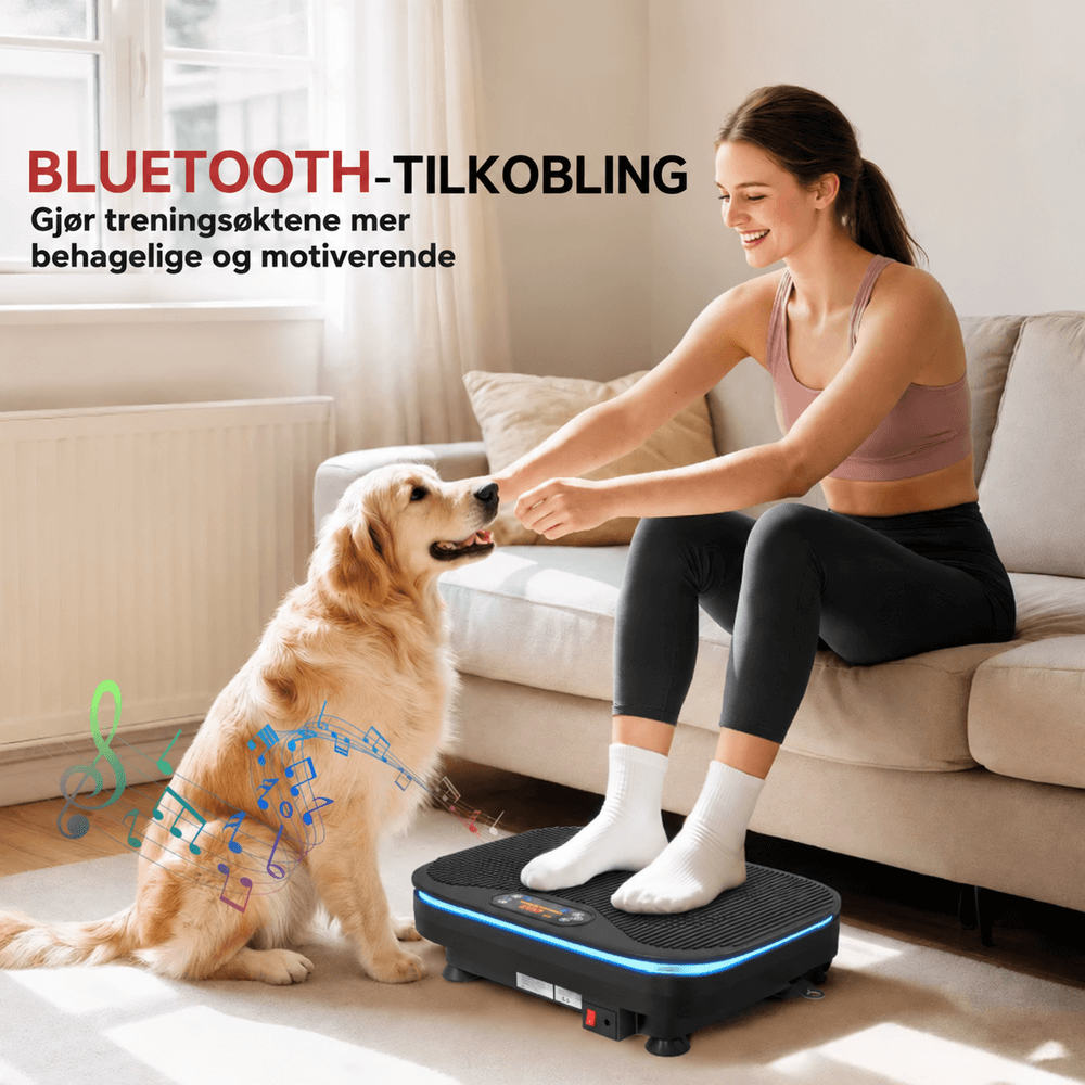 Vibrasjonsplate med Bluetooth og 99 hastighetsnivåer