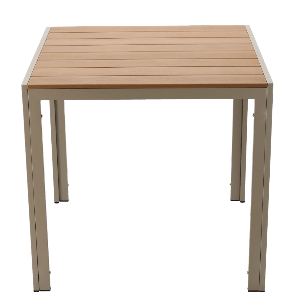 Hagebord i aluminium - 80x80x73 - beige tre-look