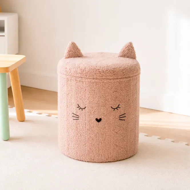 Hovedbilde Barnepuff med oppbevaring «Katt» - 28x28x34 cm