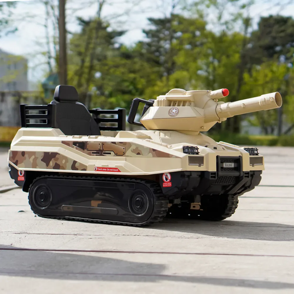 Elektrisk tank for barn 12 V med fjernkontroll og kanontårn