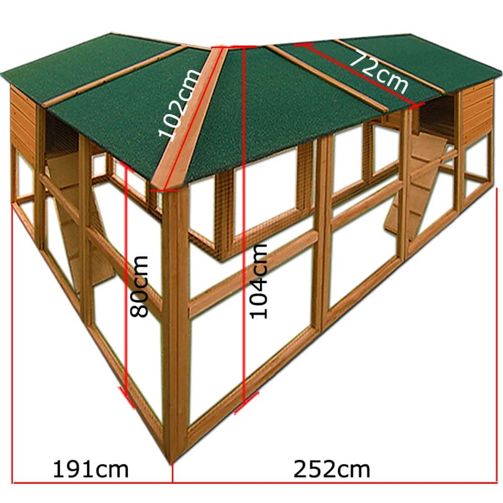 Kaninbur - Hønsehus - deluxe i tre - 443 cm