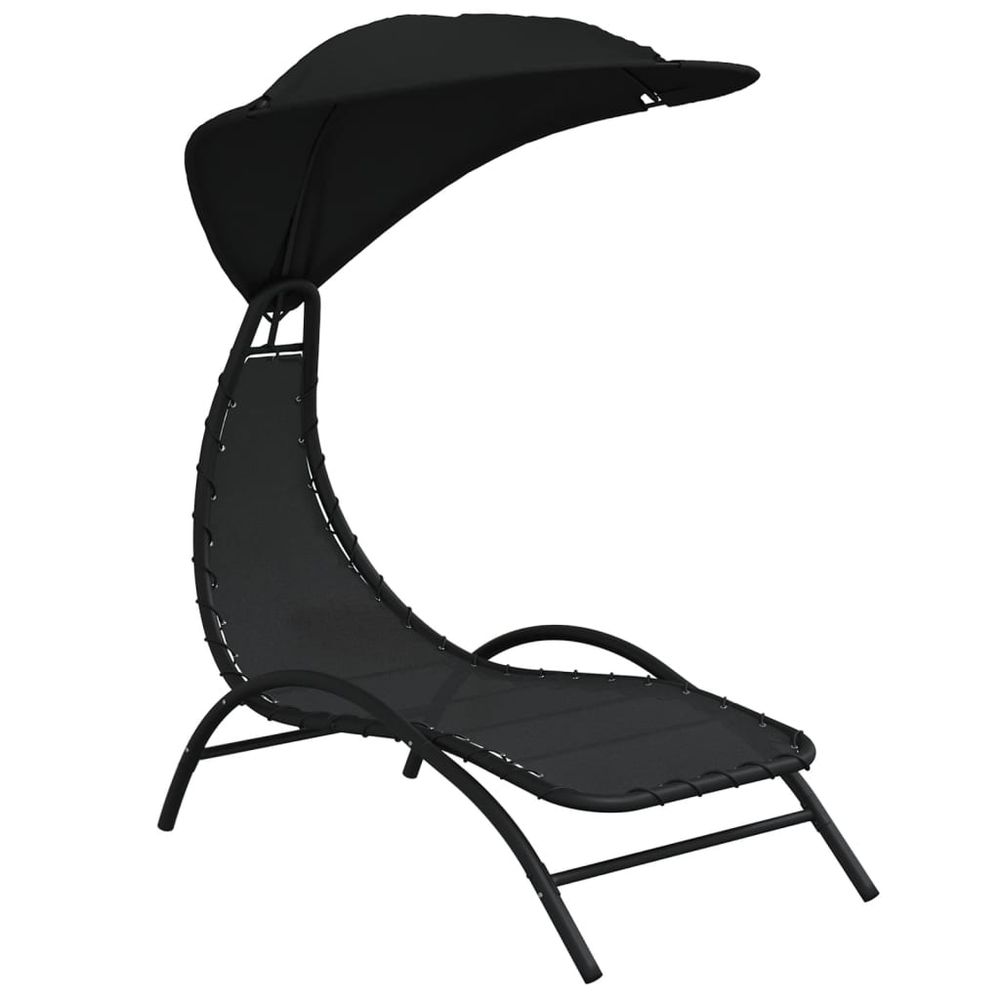 Solseng m/solskjerm 167x80x195 cm - sort