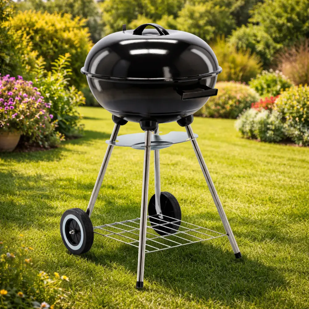 Kullgrill med lokk og hjul - 46 x 44 x 71 cm