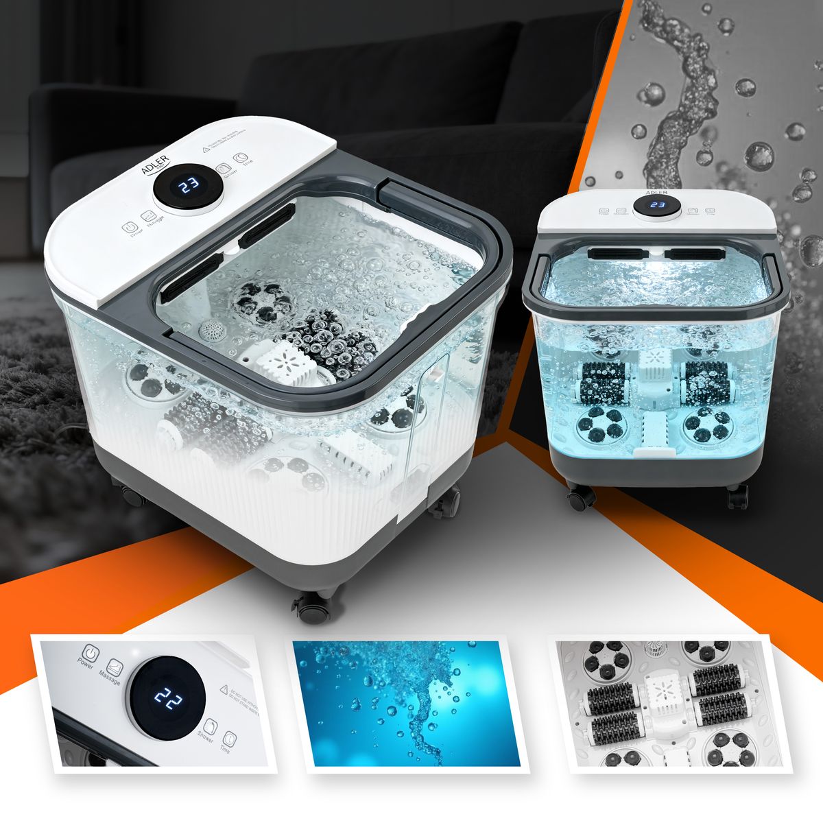 Adler deluxe fotspa med varme og massasje