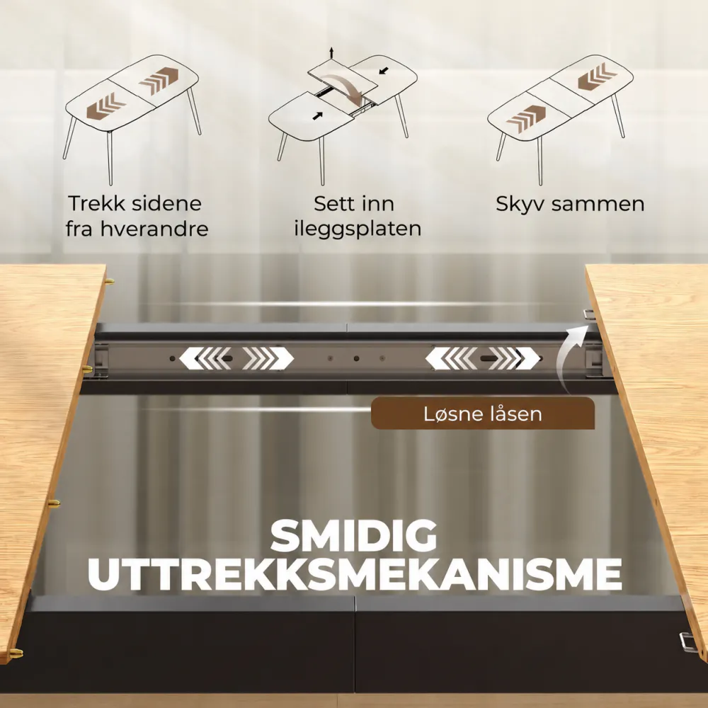 Uttrekkbart spisebord i eikefinish - 160-200 cm