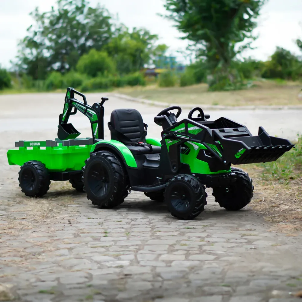 Elektrisk traktor med tilhenger 12V 90W 