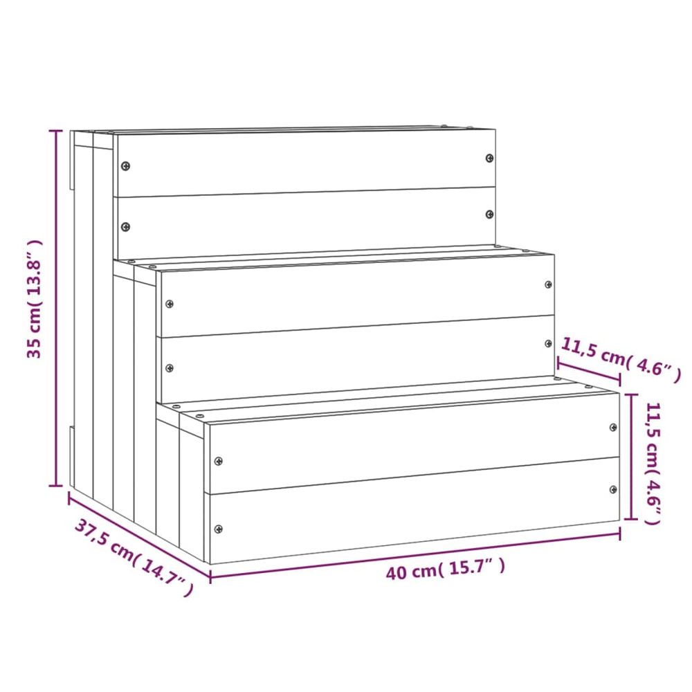 Kjæledyrstrapp 40x37,5x35 cm heltre furu - hvit