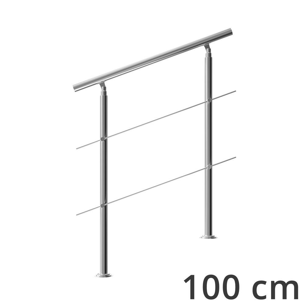 Trapperekkverk i edelstål 100cm 2stag