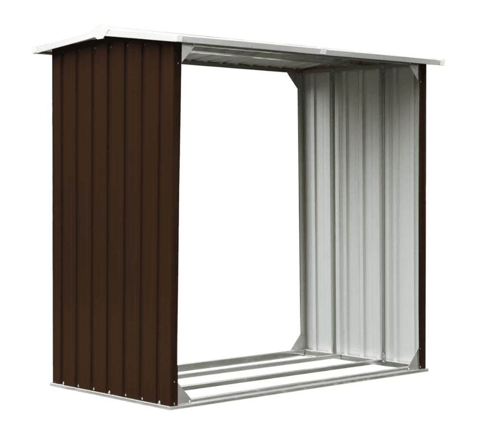 Vedskjul galvanisert stål 172x91x154 cm brun