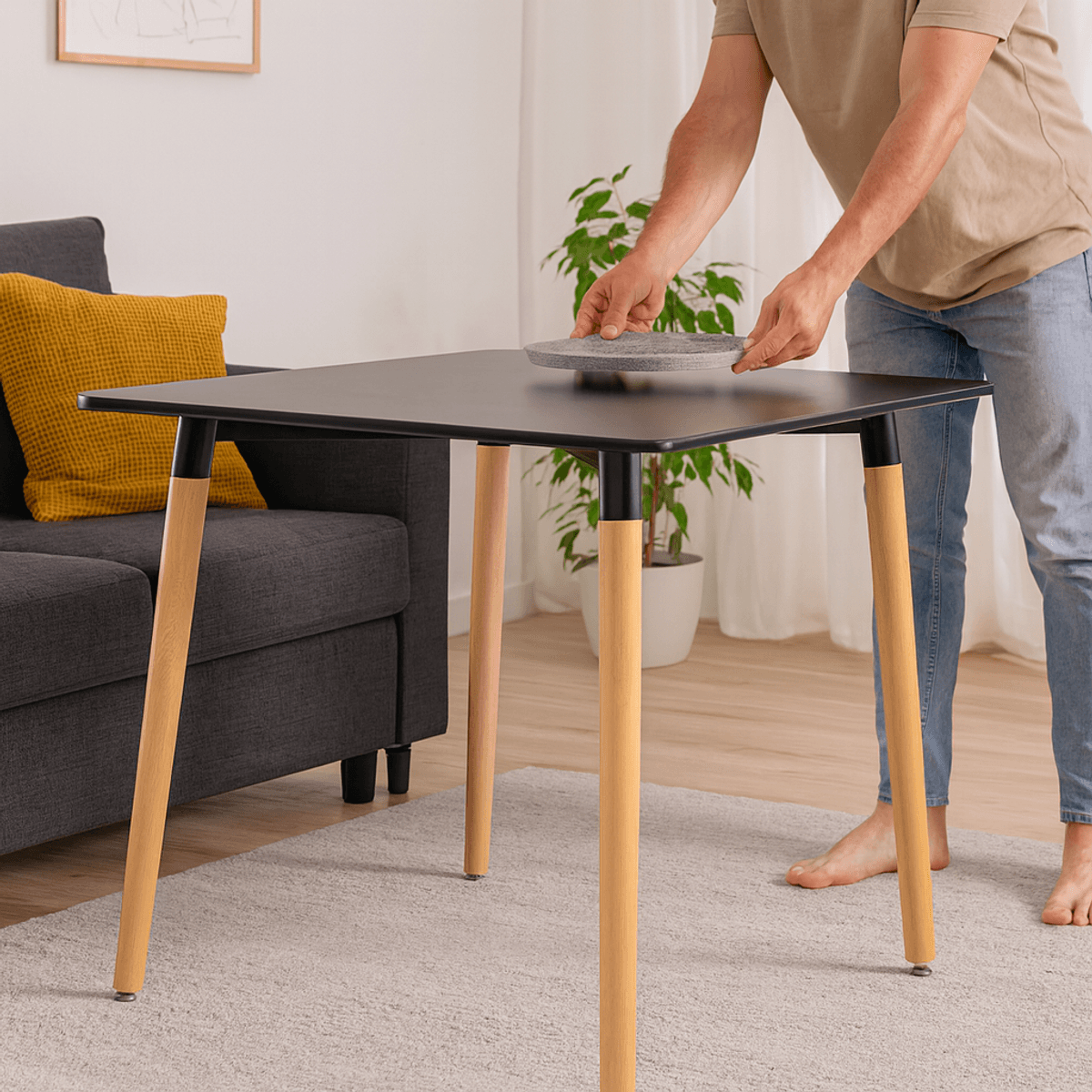 Kvadratisk spisebord 80x80x74 cm - svart