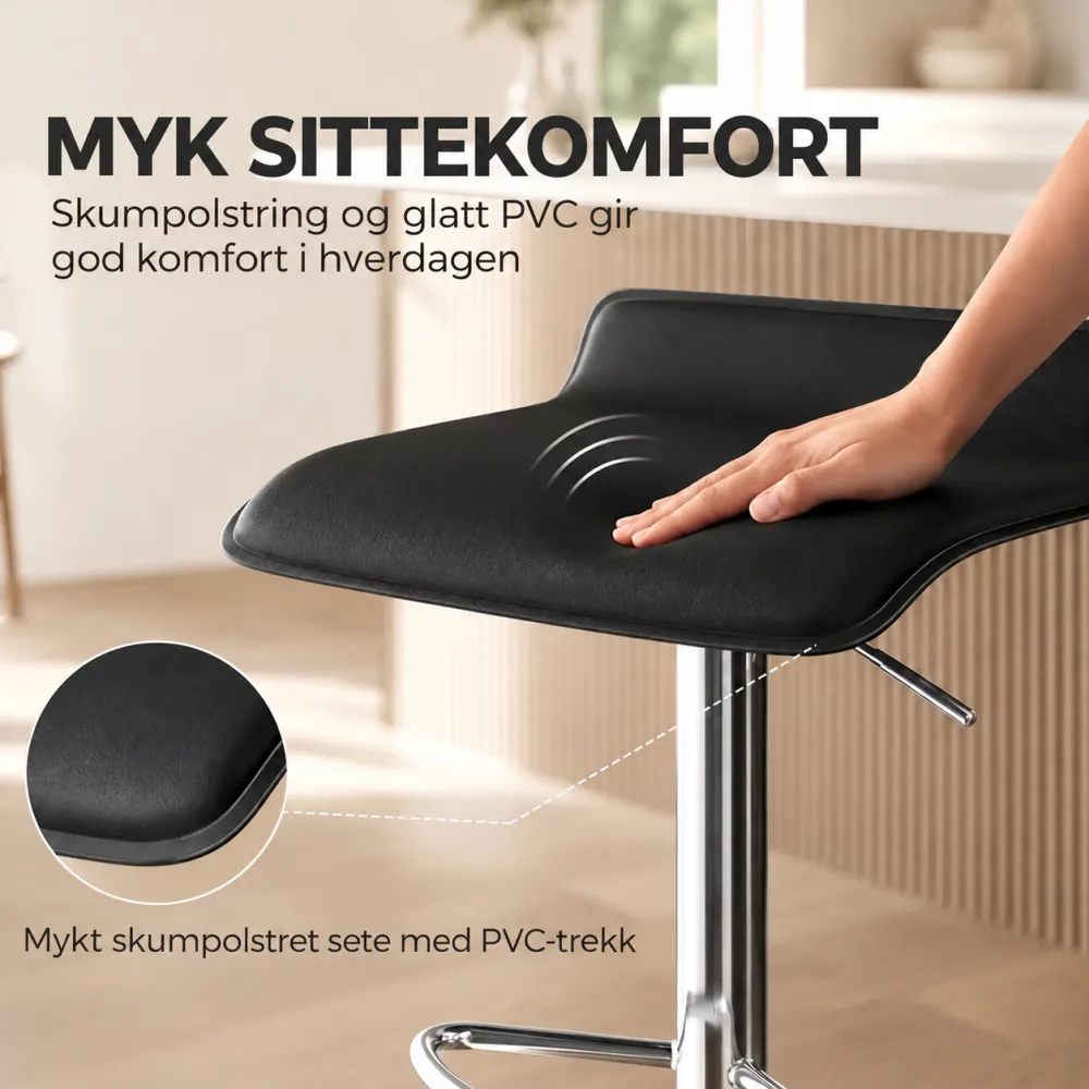 Høydejusterbar barkrakk med rygg og fotstøtte