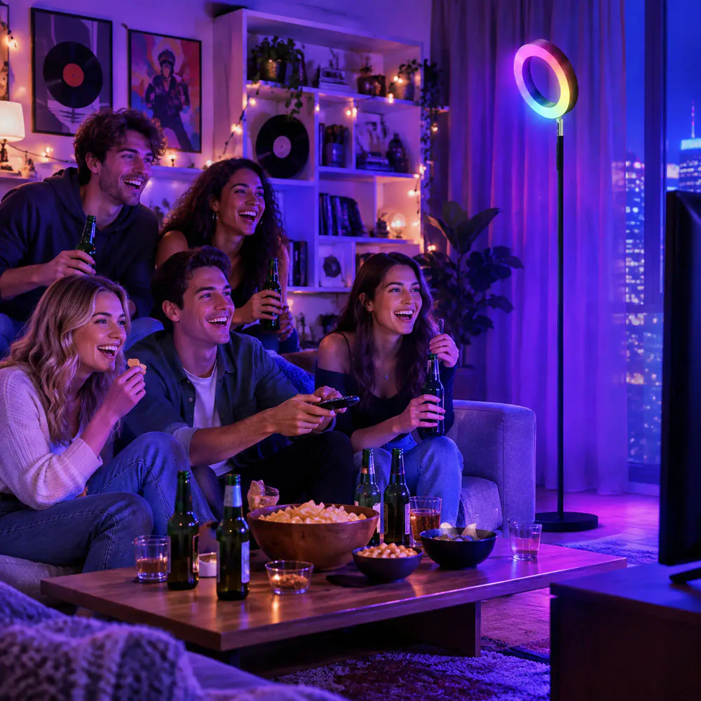 Smart RGB-gulvlampe med justerbart ringhode