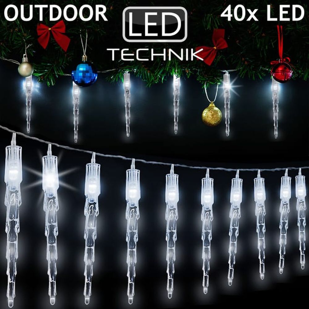 LED Istapper 6,2m – Varm Hvit, IP44, 10 Lys