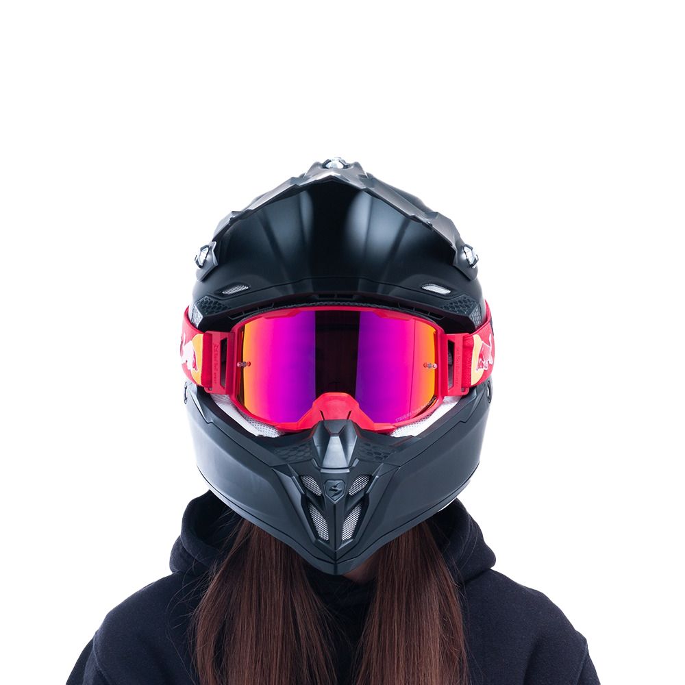Red Bull SPECT Strive Panovision Motocrossbriller – Matt Rød / Lilla Speilglass